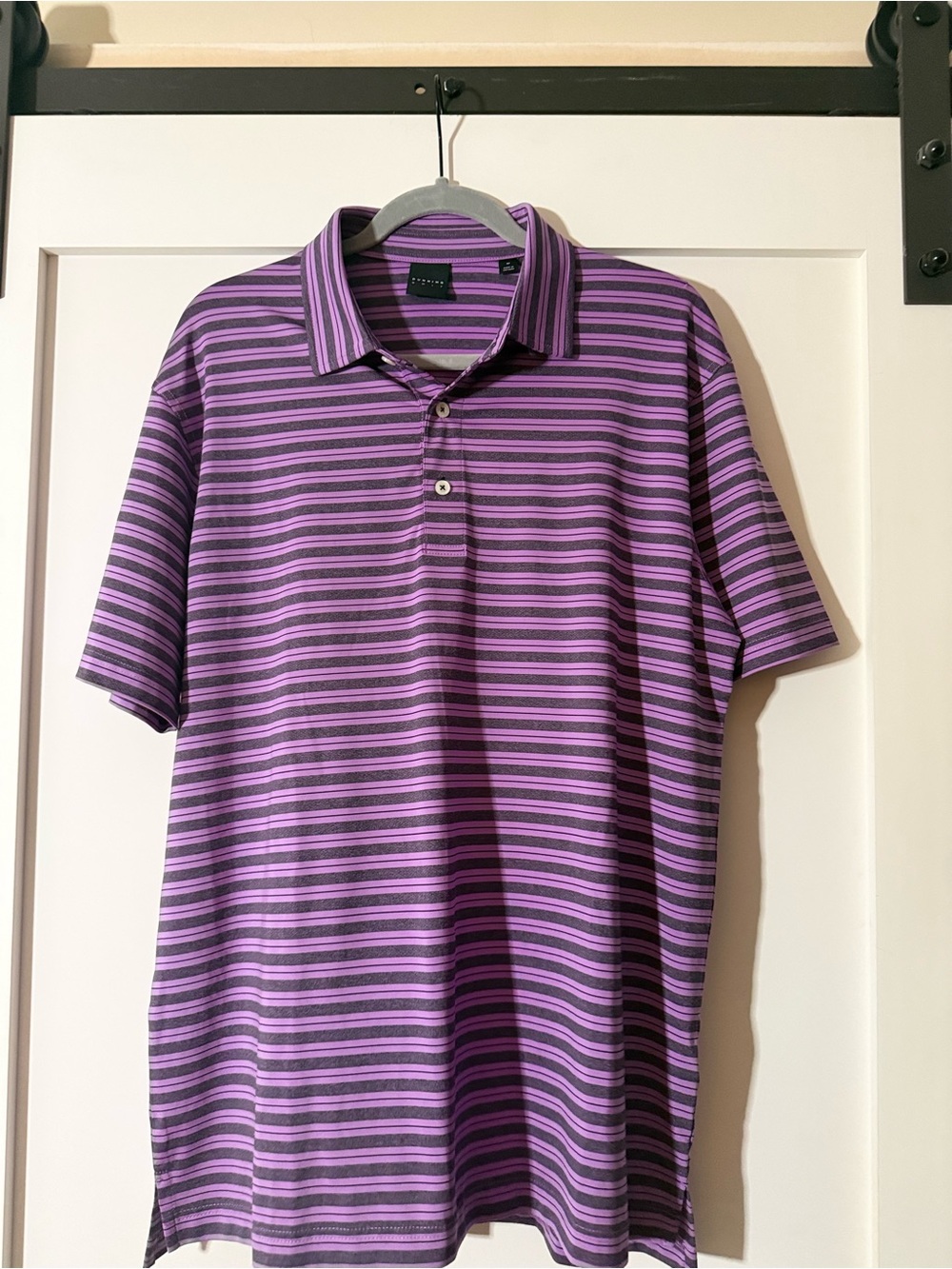 Dunning Golf Striped Purple Short-Sleeve Polo Shirt
